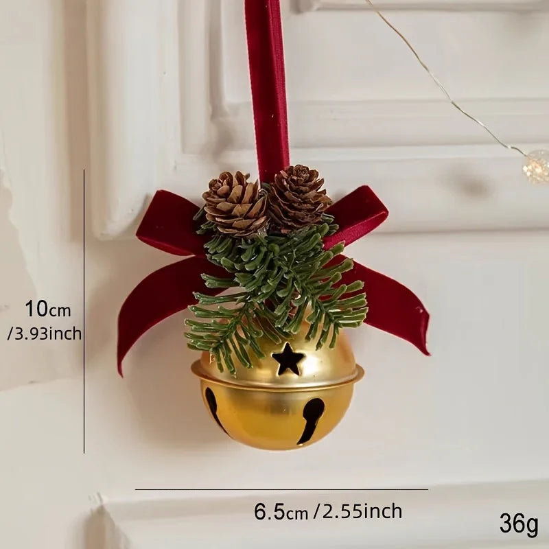 Stainless Steel Christmas Door Hanger with Bow and Bell