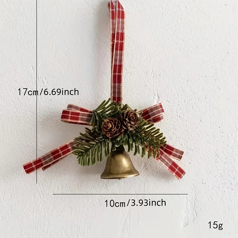 Stainless Steel Christmas Door Hanger with Bow and Bell